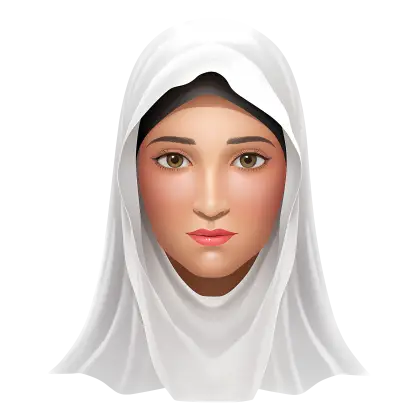 Illustration of a Woman in White Headscarf