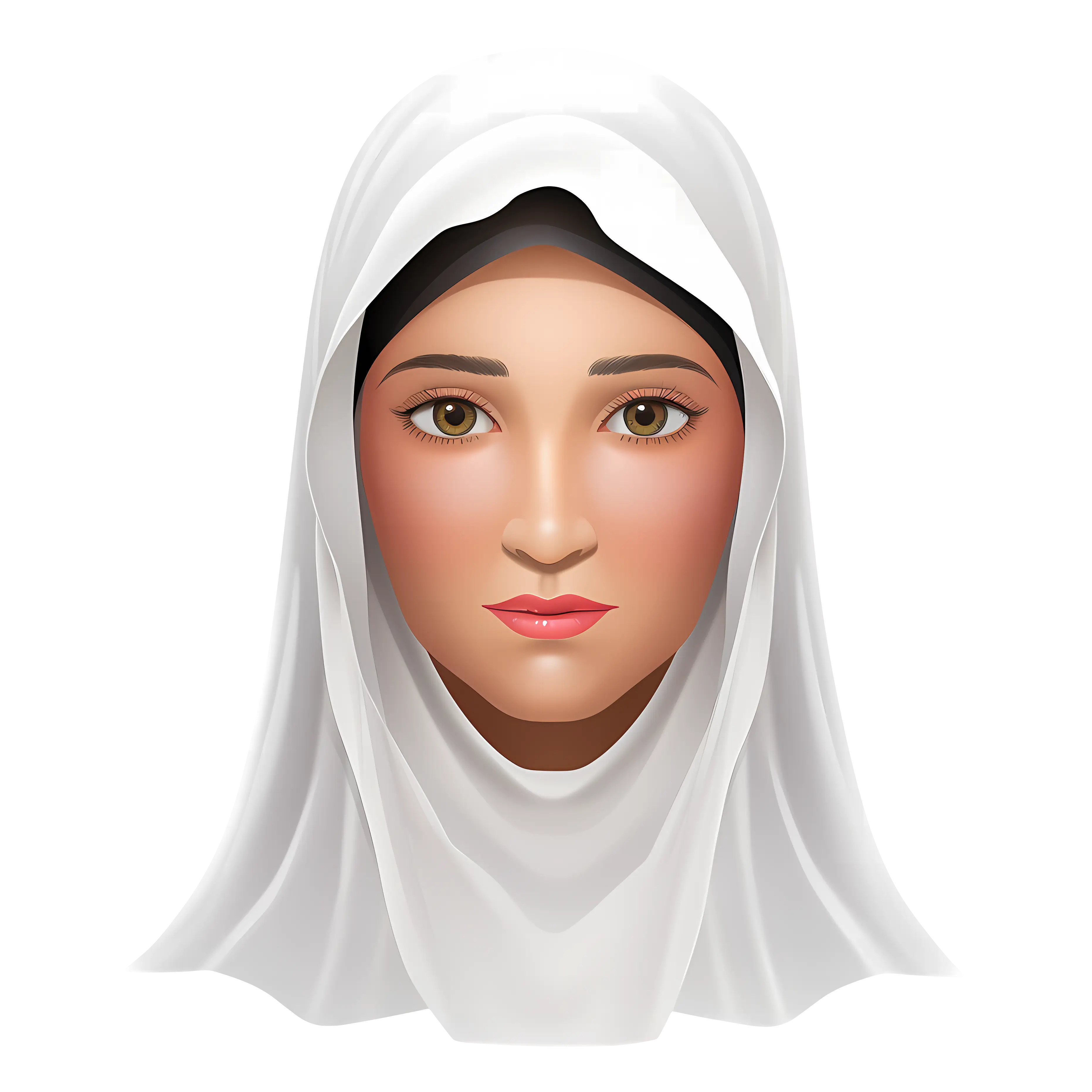 Illustration of a Woman in White Headscarf