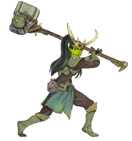 Green Warrior with Hammer
