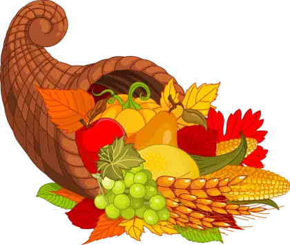 Cornucopia Filled with Harvest for Thanksgiving