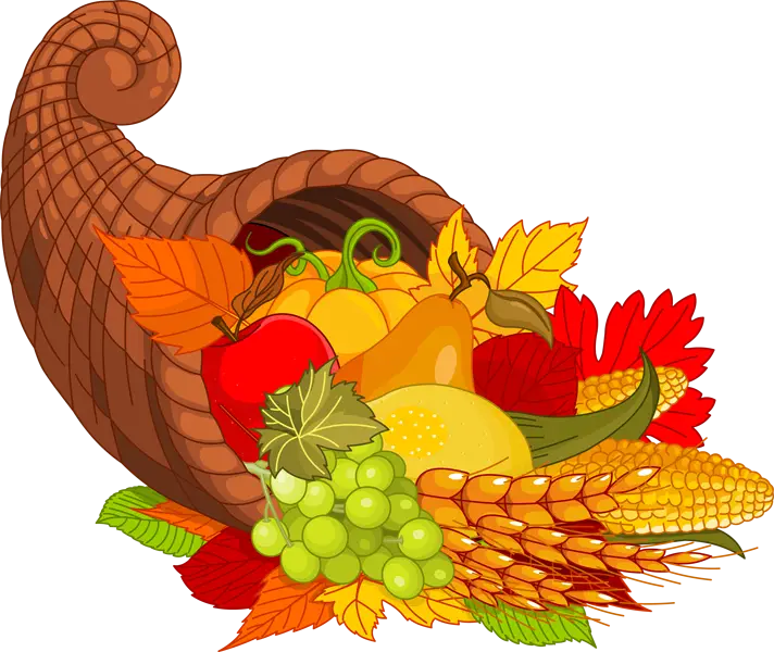 Cornucopia Filled with Harvest for Thanksgiving