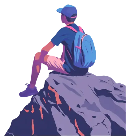 Illustration of a Man Sitting on a Rock