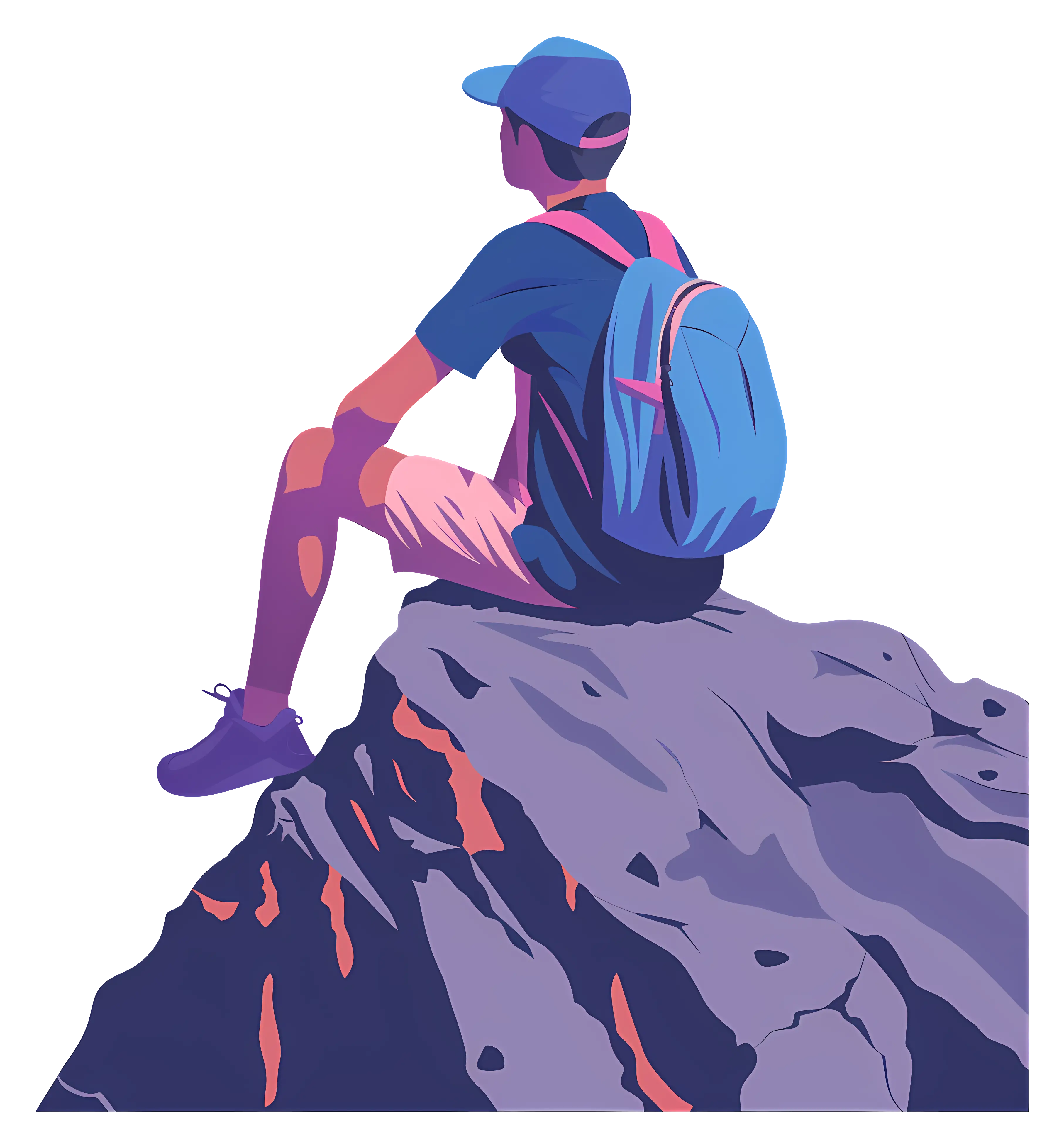 Illustration of a Man Sitting on a Rock