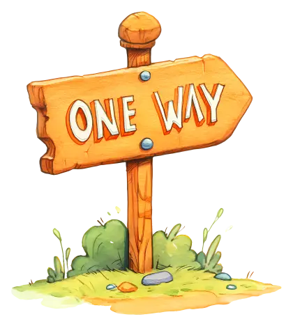 Wooden One Way Sign with Arrow