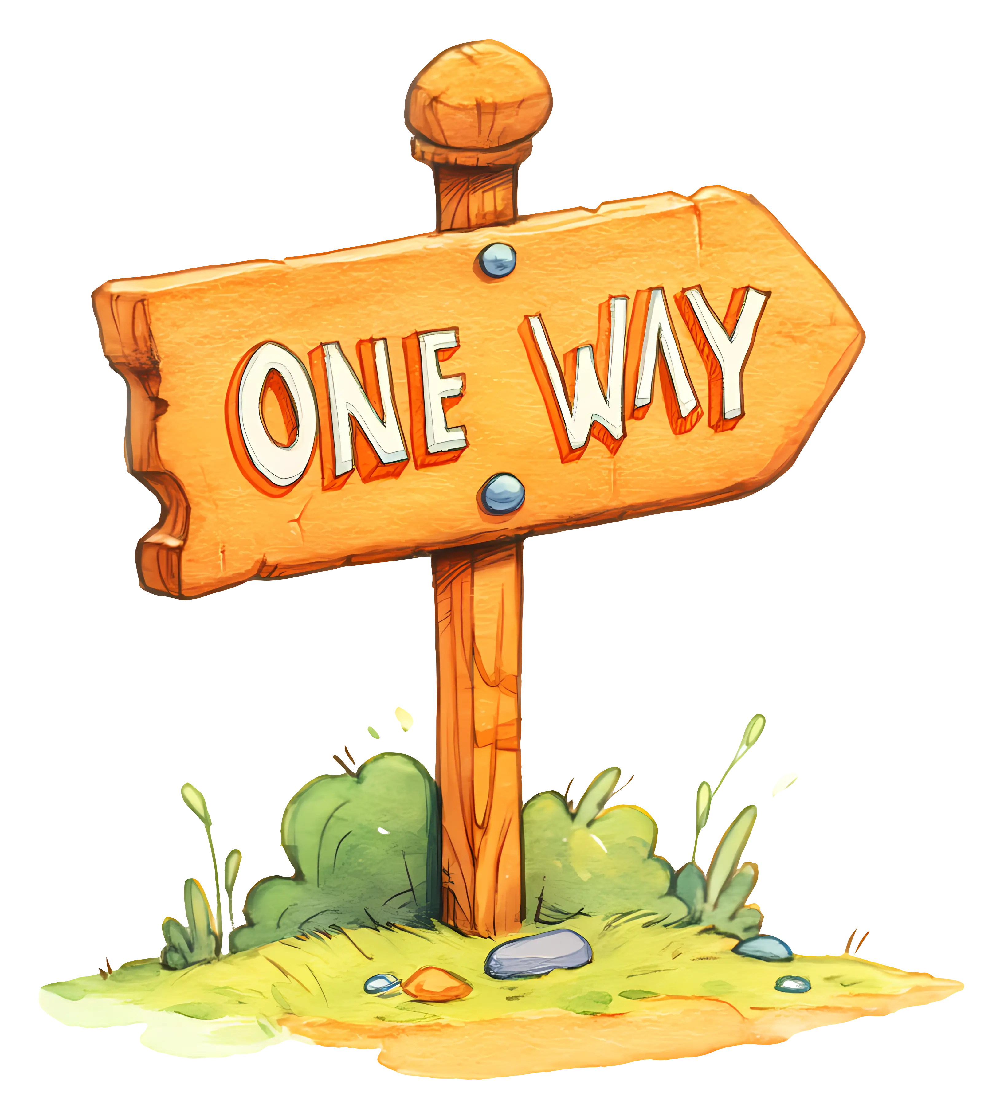 Wooden One Way Sign with Arrow