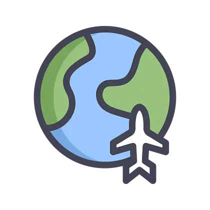 Earth with Airplane Icon