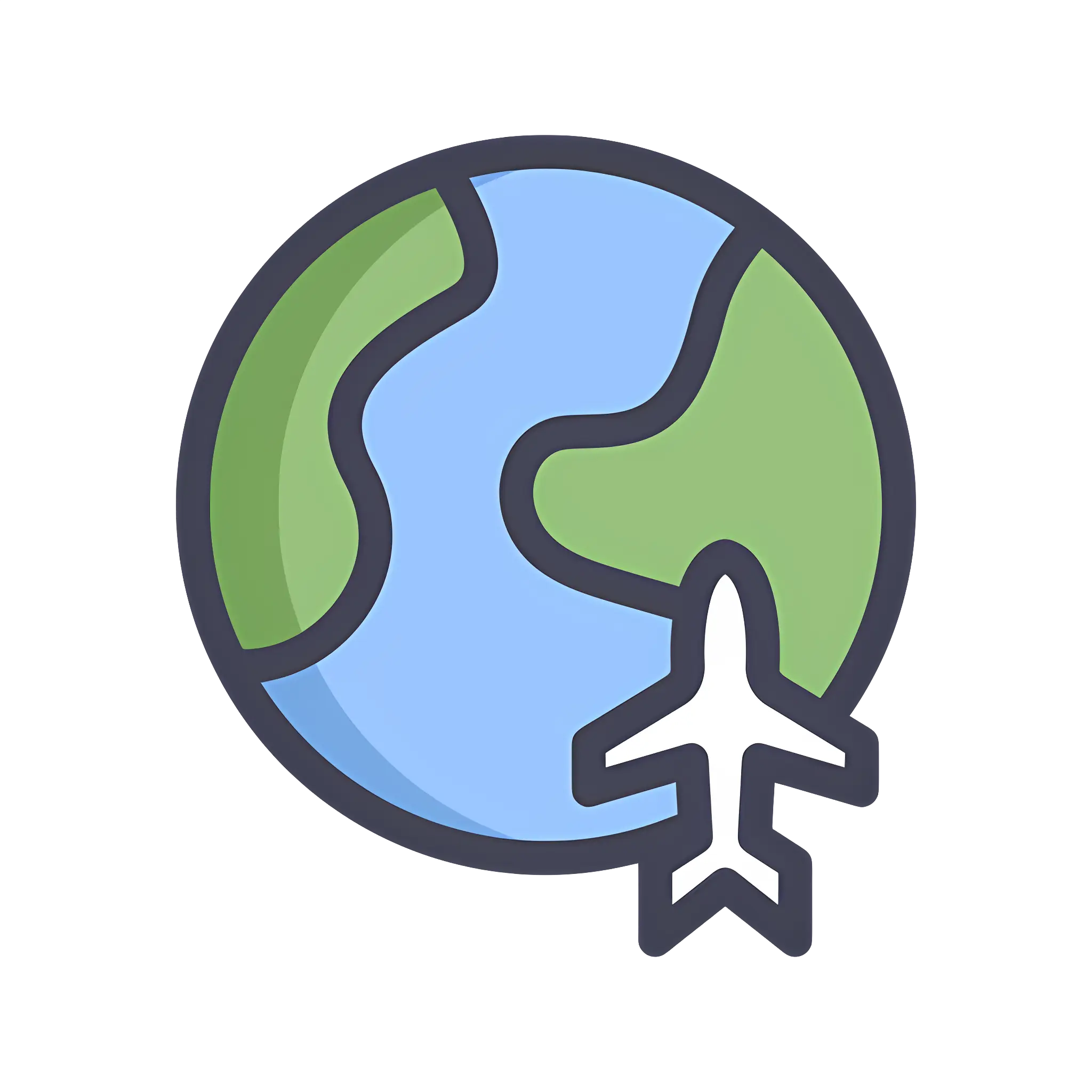 Earth with Airplane Icon