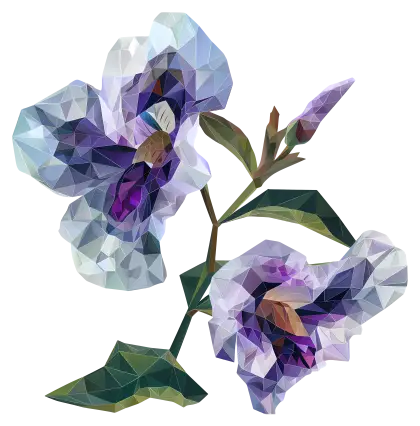 Polygonal Art of Purple Flowers