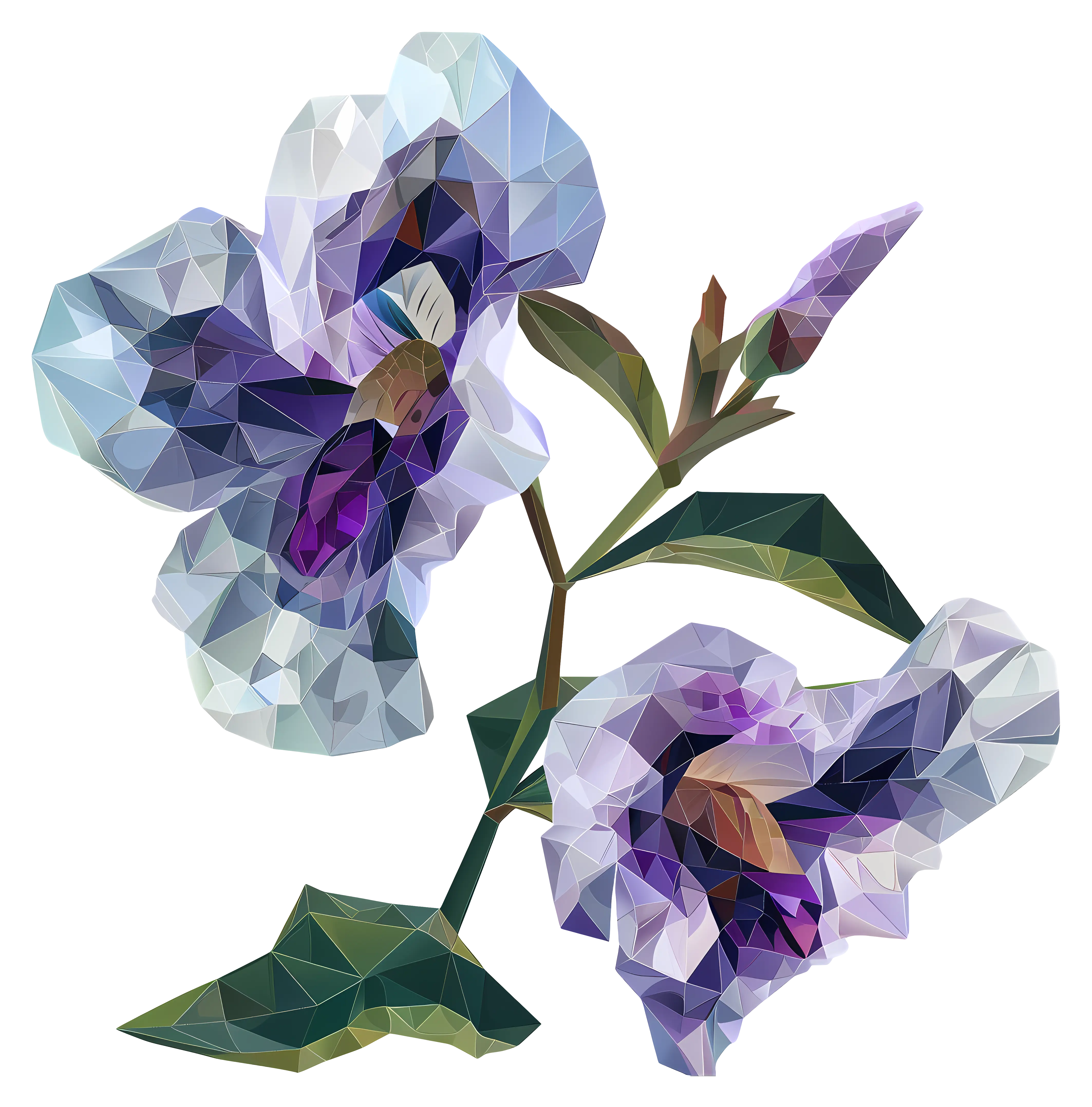 Polygonal Art of Purple Flowers