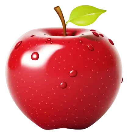 Realistic Red Apple with Water Droplets