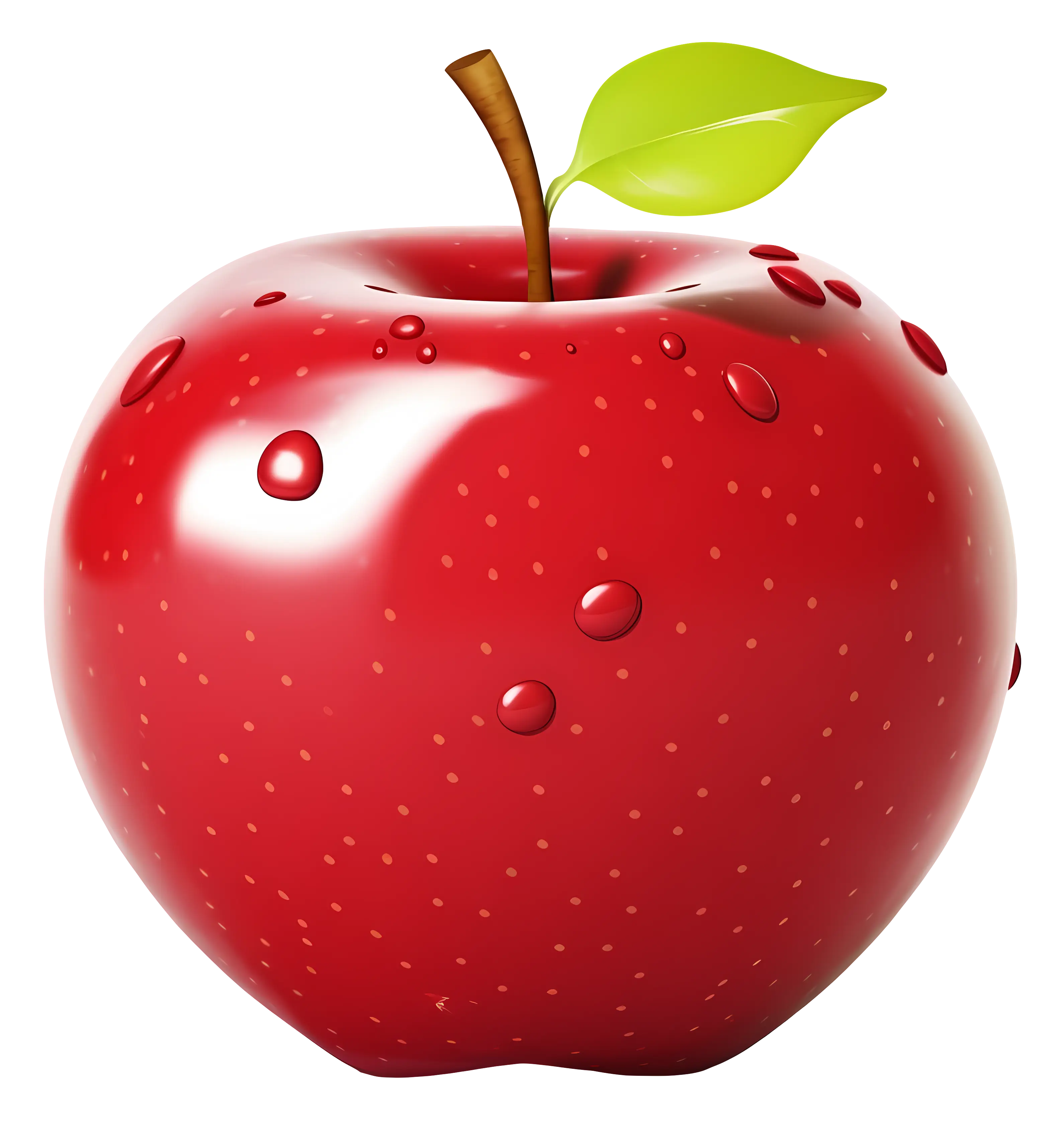 Realistic Red Apple with Water Droplets