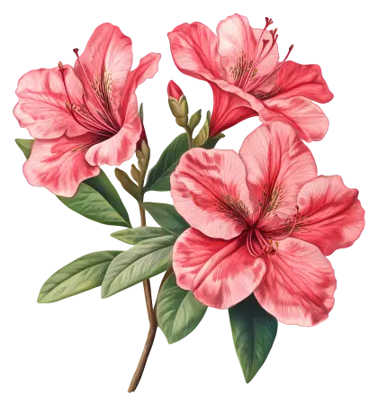 Pink Azalea Flowers Illustration