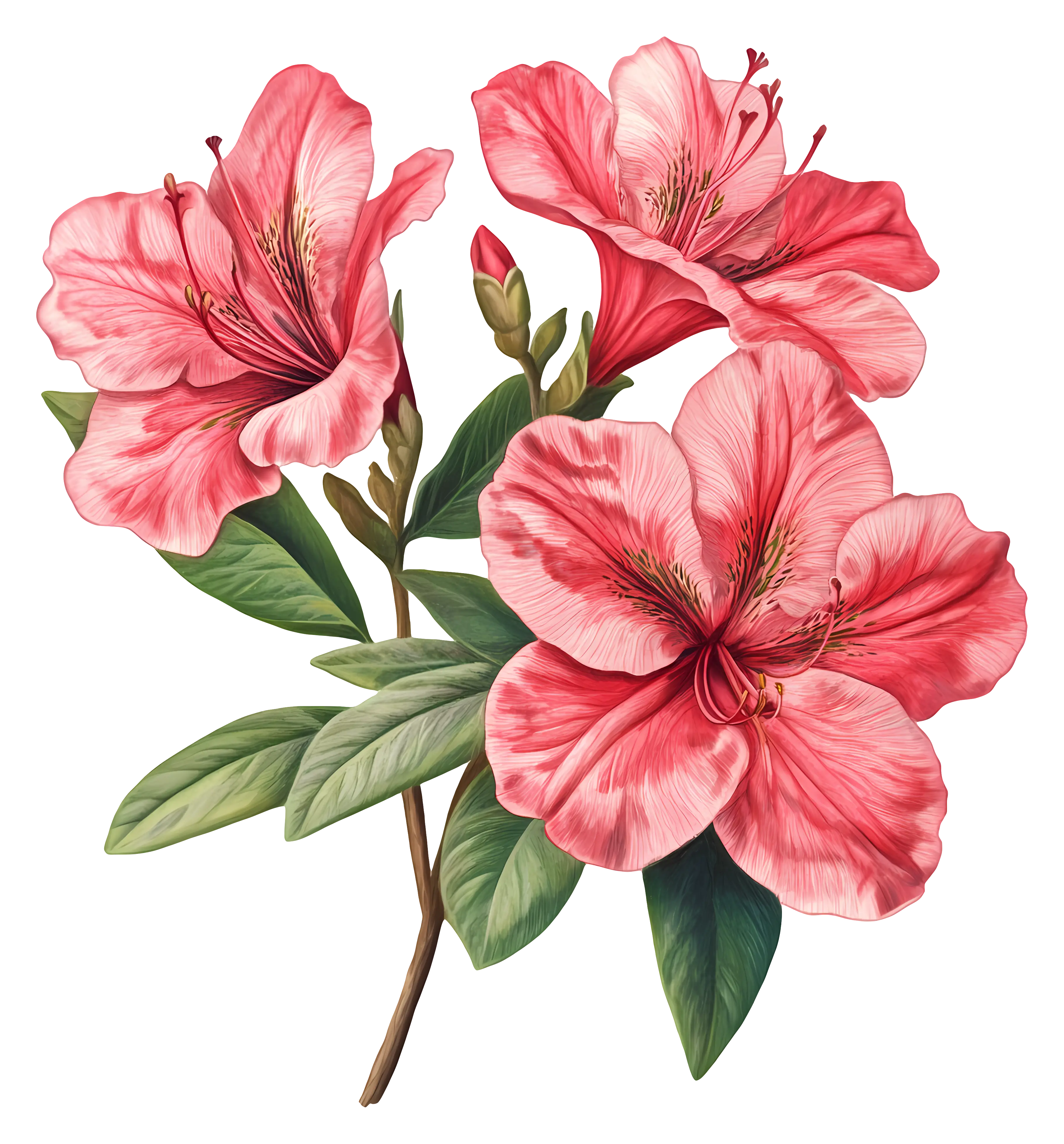 Pink Azalea Flowers Illustration