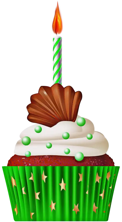 Festive Green Decorated Birthday Cupcake