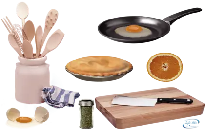 Collection of Kitchen Utensils and Food Items
