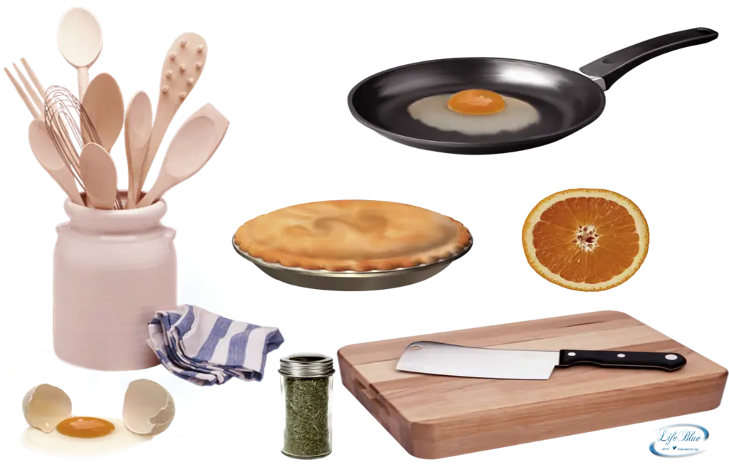 Collection of Kitchen Utensils and Food Items