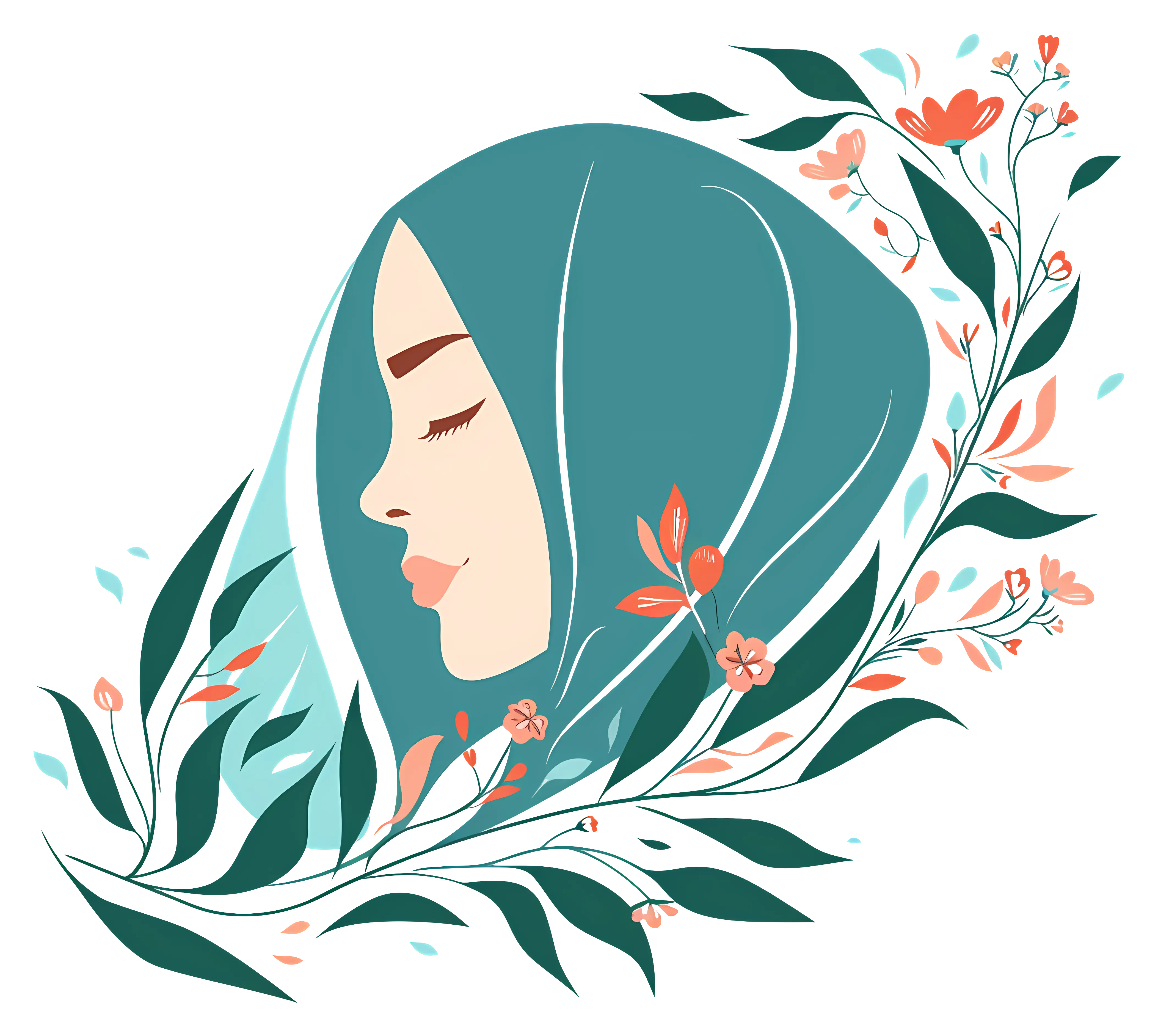 Elegant Woman Portrait with Floral Decorations