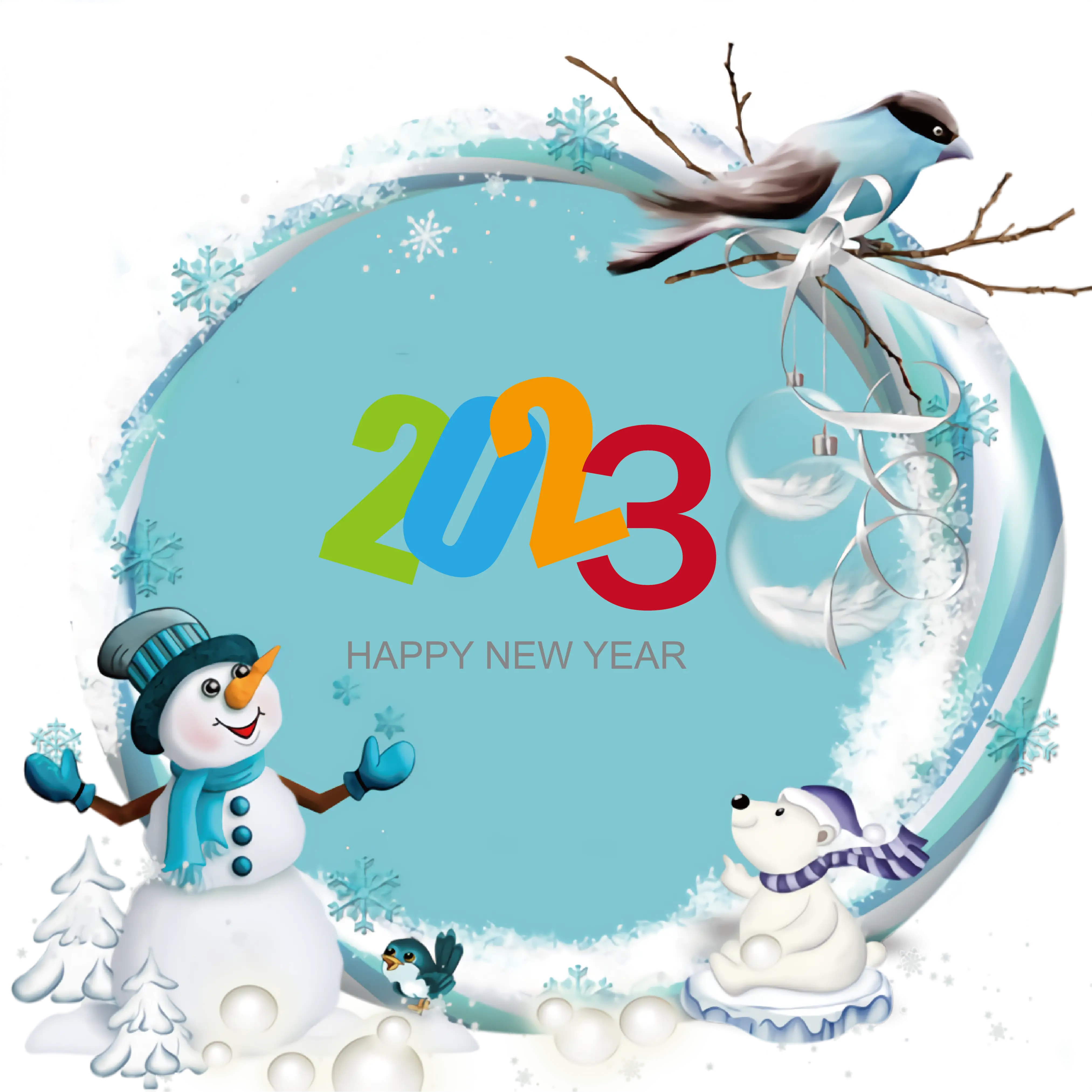 Snowman and Polar Bear for New Year 2023