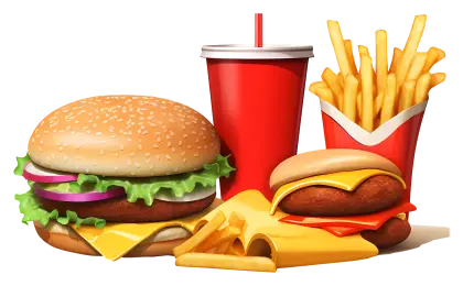 Burger, Fries, and Soda Fast Food Combo