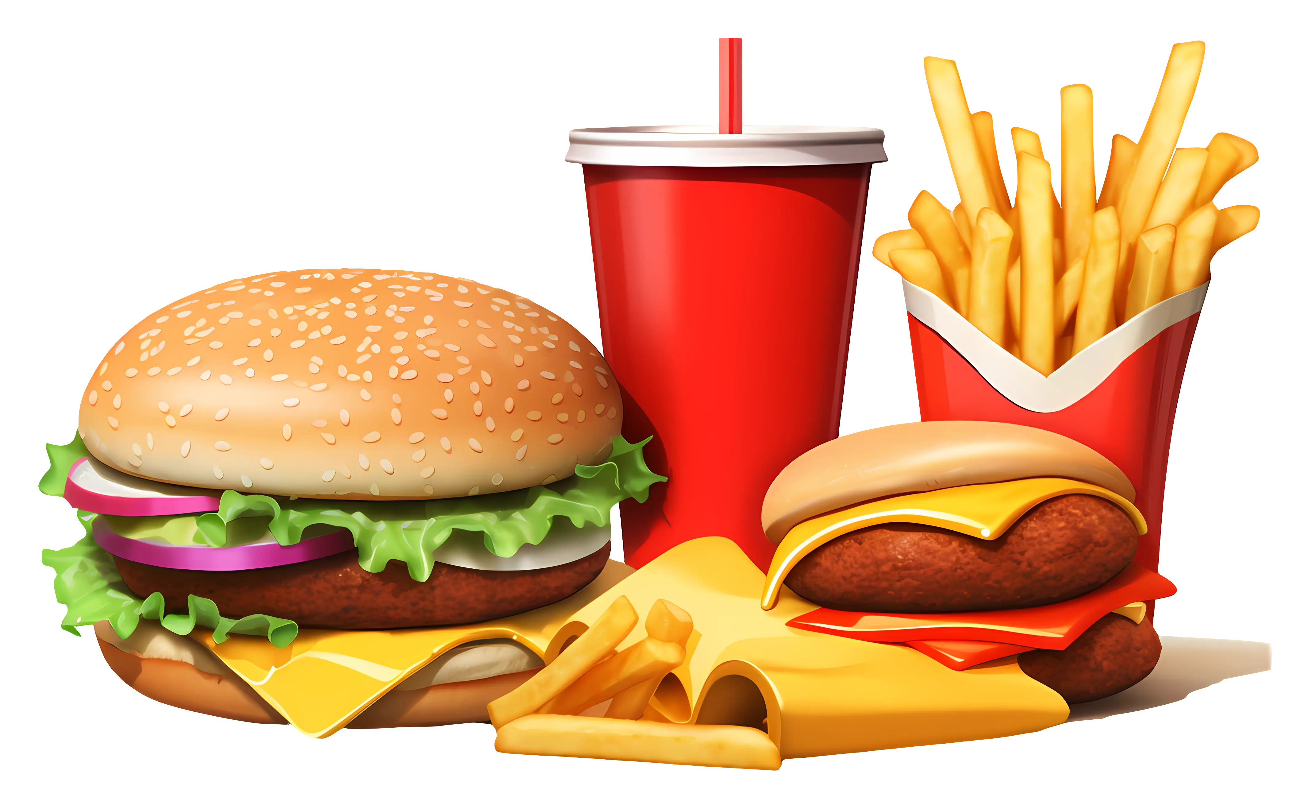 Burger, Fries, and Soda Fast Food Combo