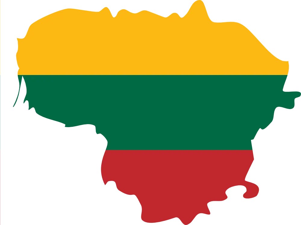 Lithuania Map with Flag Colors Overlay