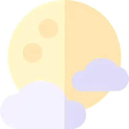 Pale Moon with Clouds Illustration