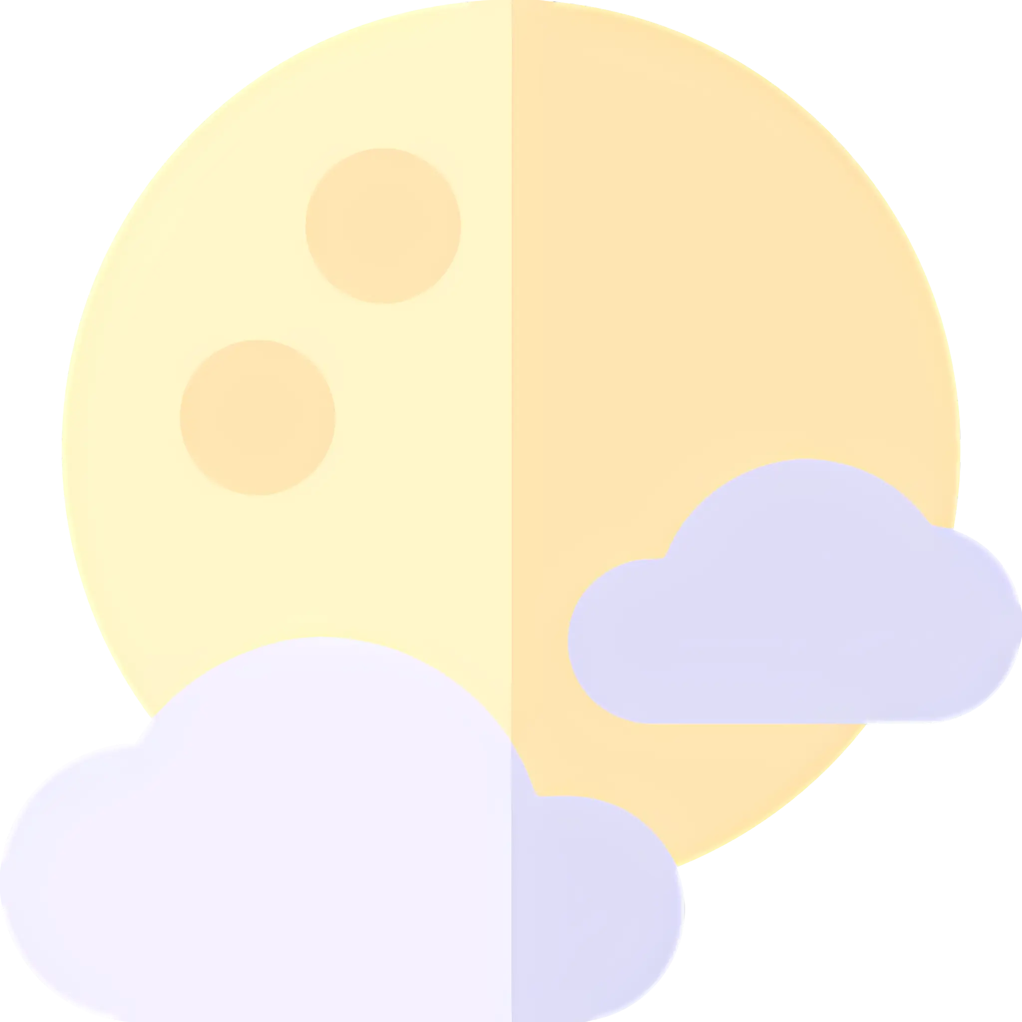 Pale Moon with Clouds Illustration