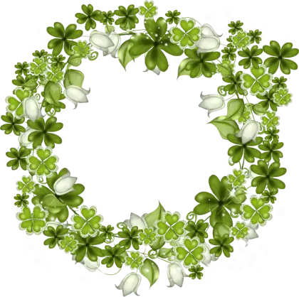 Green Clover and White Flower Wreath