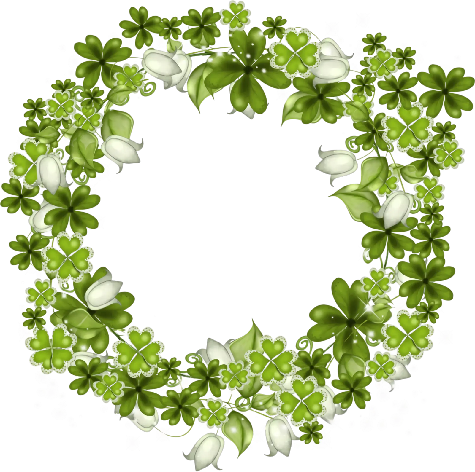 Green Clover and White Flower Wreath