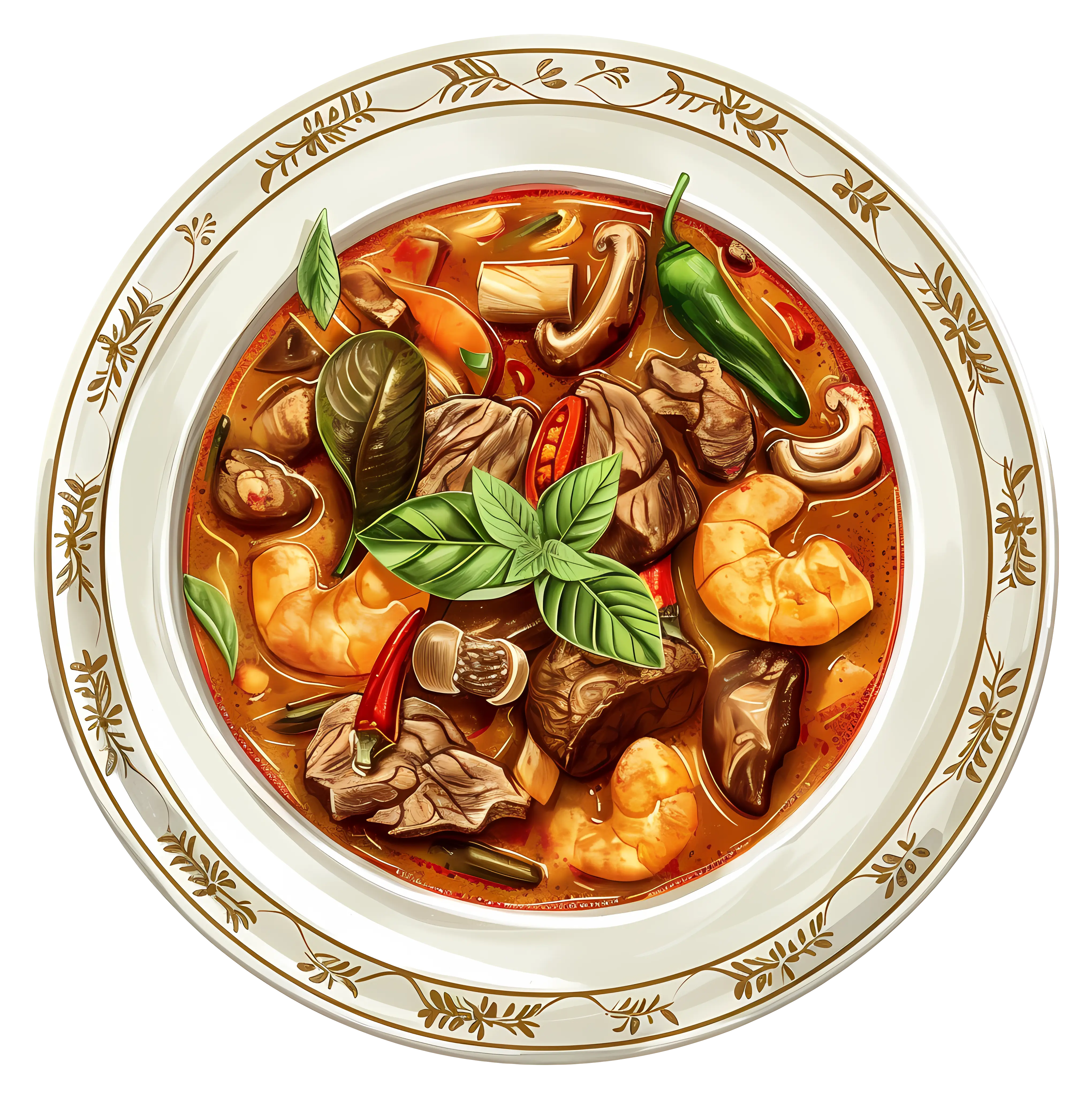 Bowl of Soup with Various Ingredients