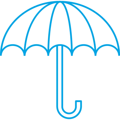 Blue Outline of an Umbrella