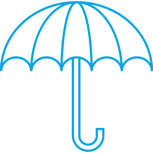 Blue Outline of an Umbrella