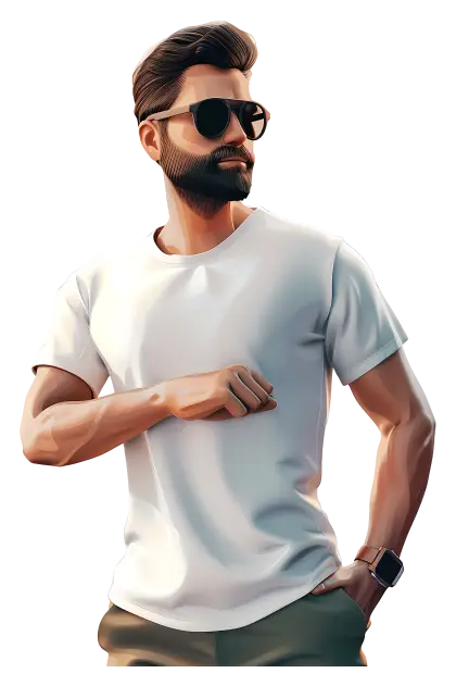 Stylish Man in White T-Shirt and Sunglasses