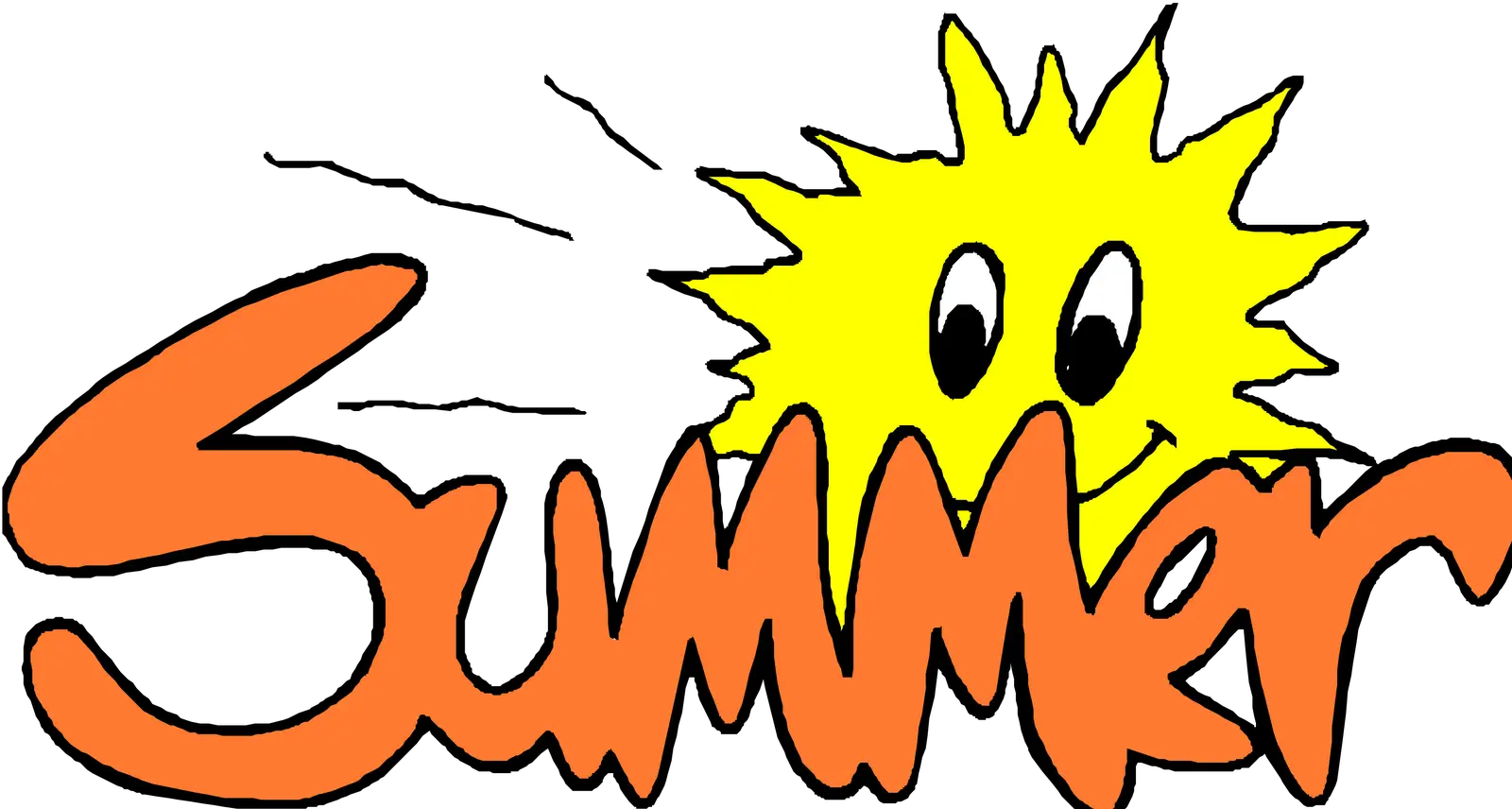 Summer Illustrative Text with Sun Character