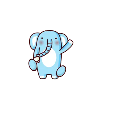 Cartoon Blue Elephant Waving