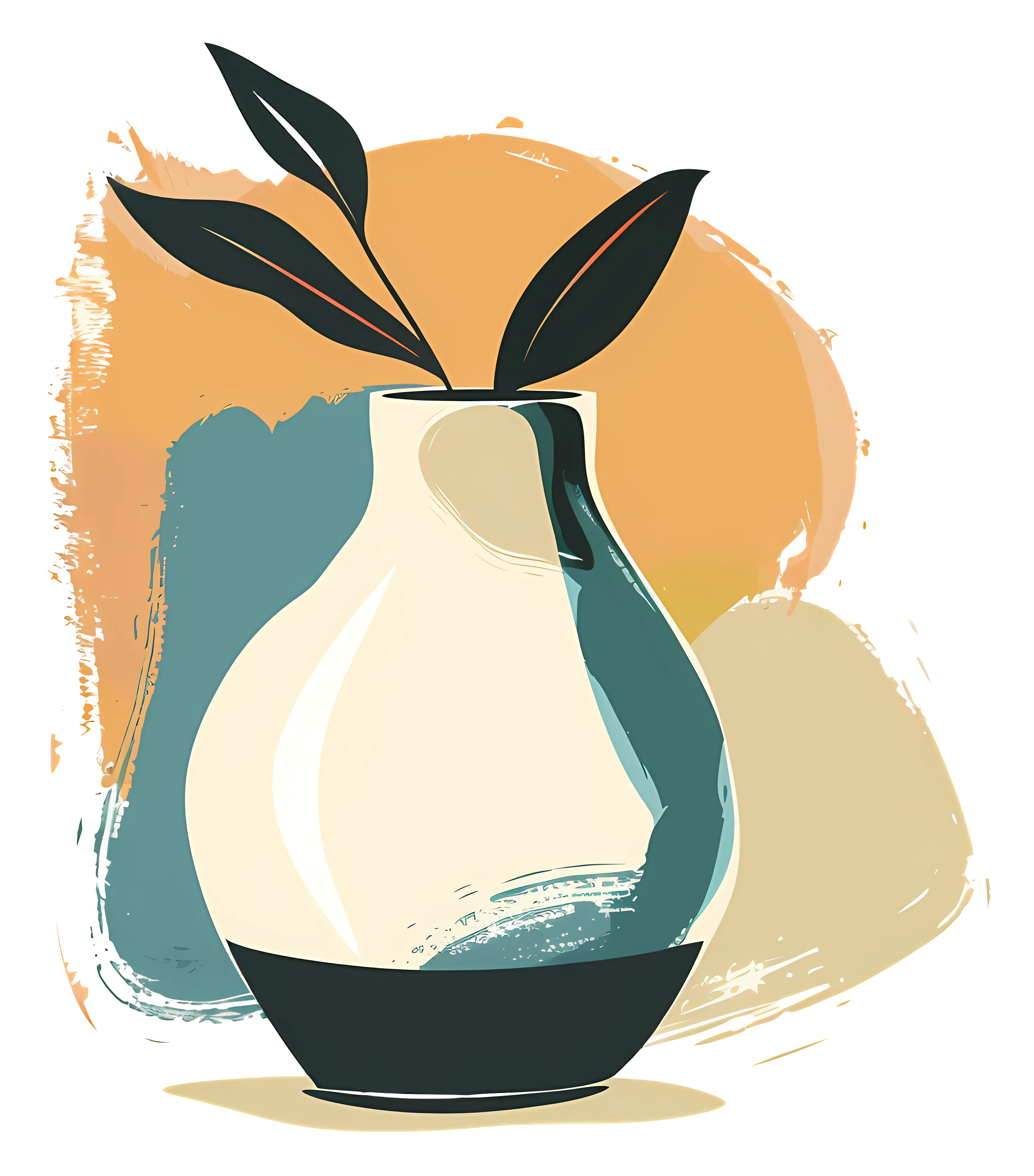 Artistic Vase with Leaves