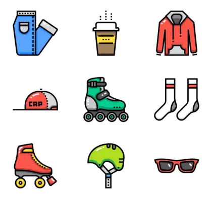 Colorful Clothing and Accessories Icons