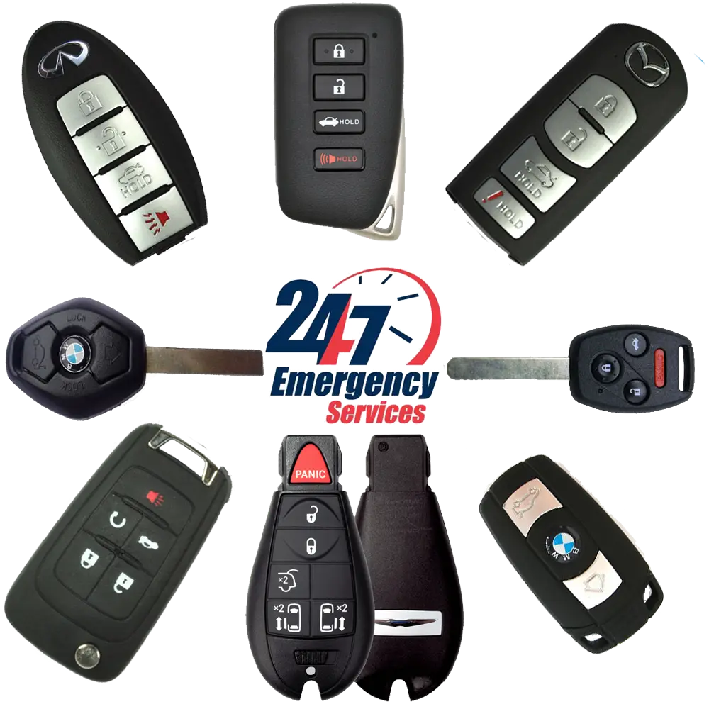 Various Car Keys with Emergency Services
