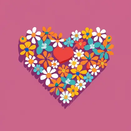 Heart Made of Colorful Flowers