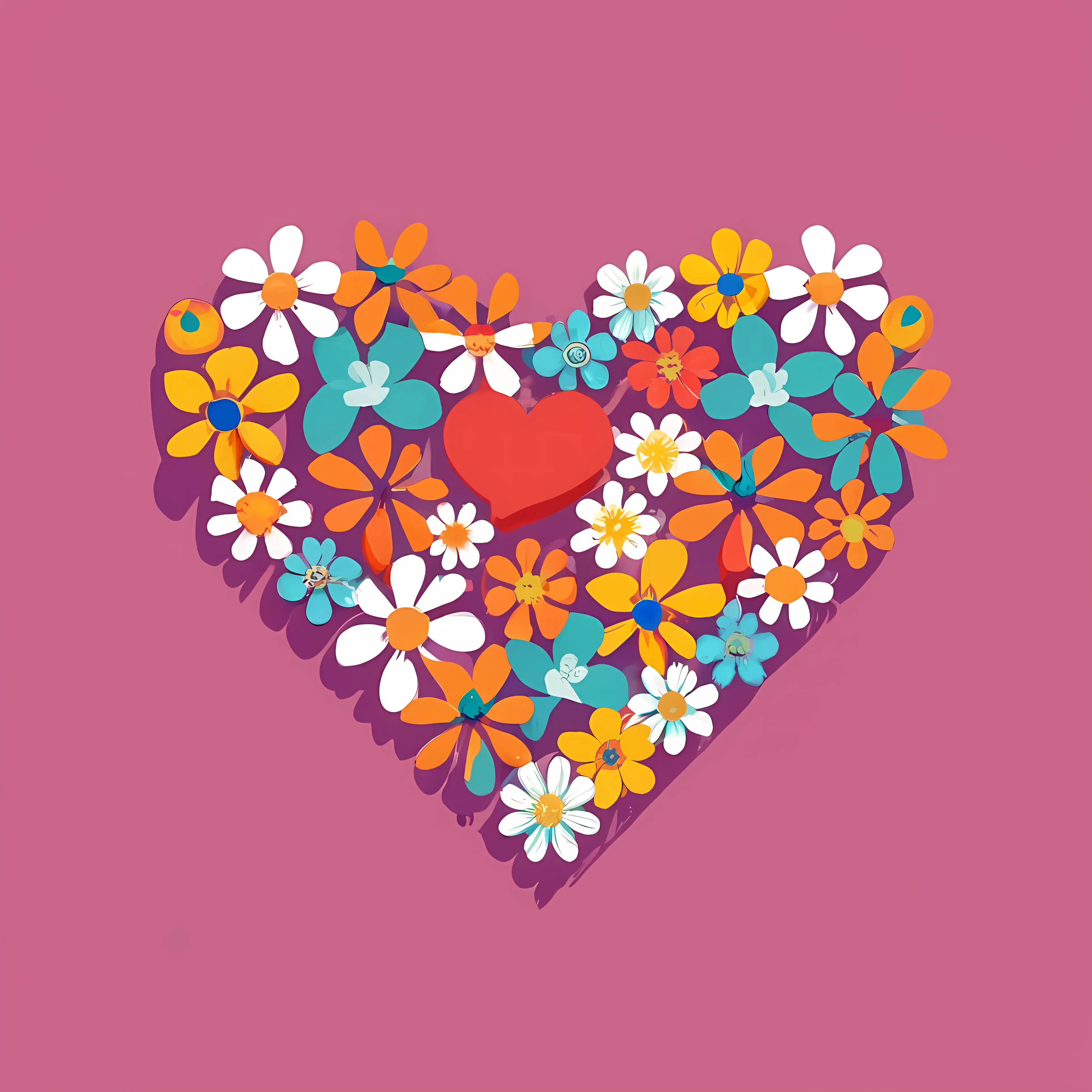 Heart Made of Colorful Flowers