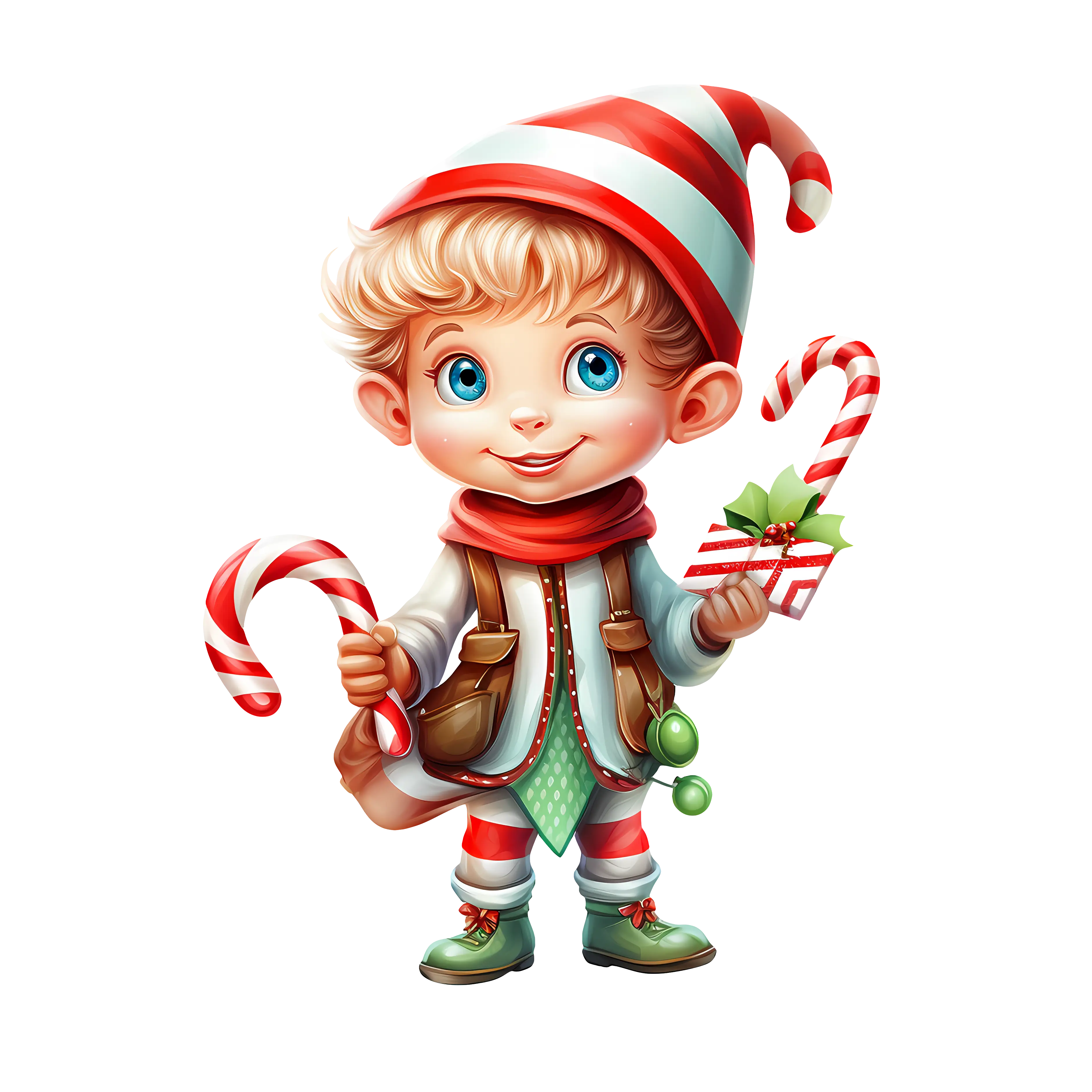 Cute Elf Boy with Candy Cane