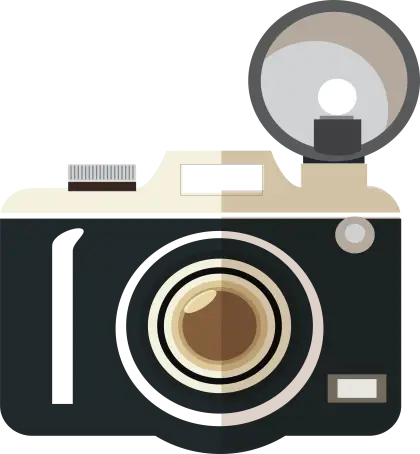 Vintage Camera with Flash Illustration