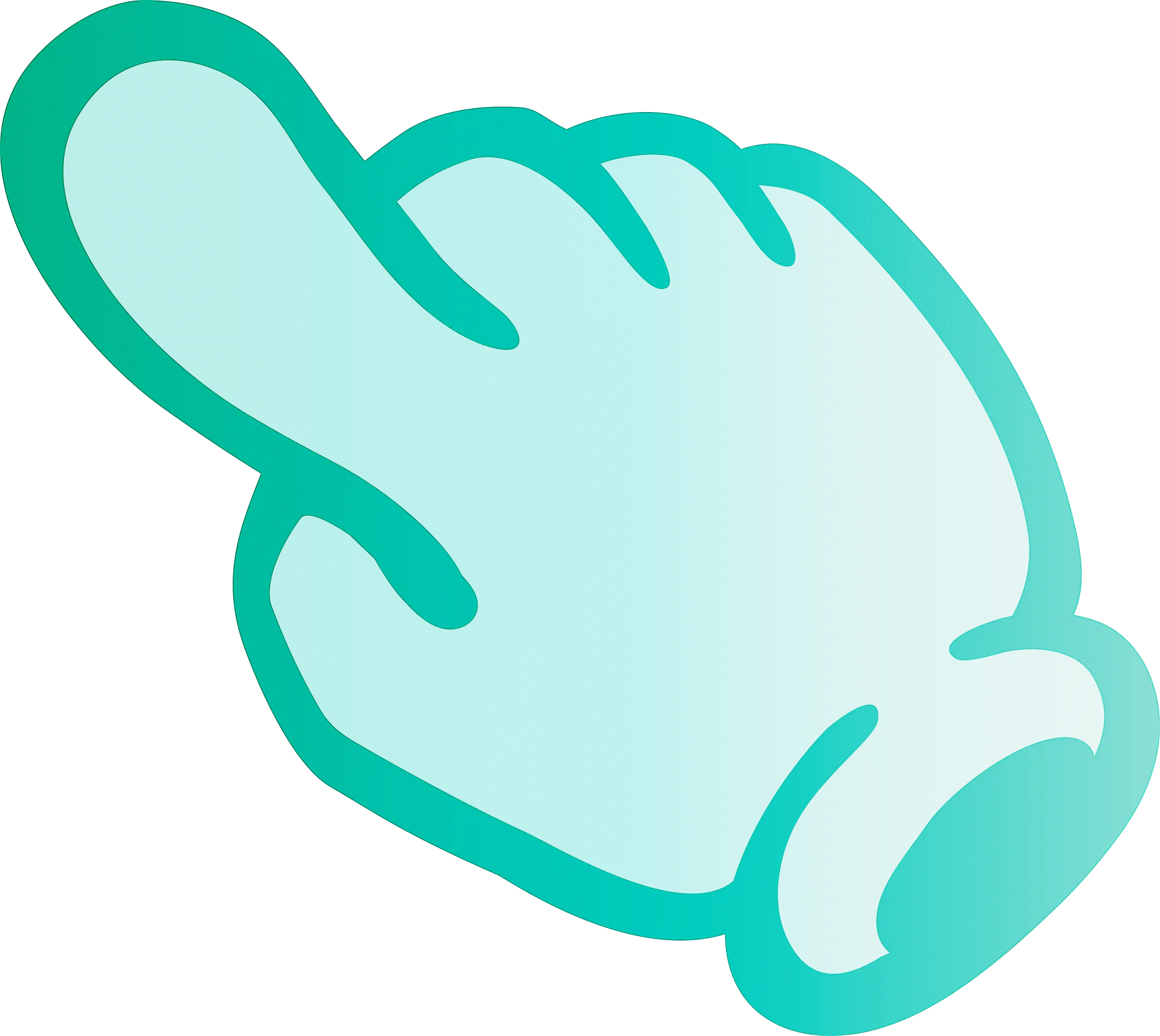 Pointing Hand Illustration in Turquoise Style