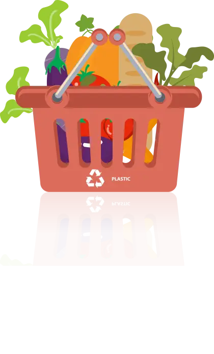 Shopping Basket Filled with Fresh Vegetables