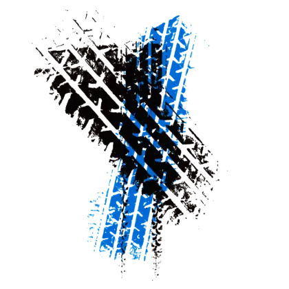 Blue and Black Tire Tracks