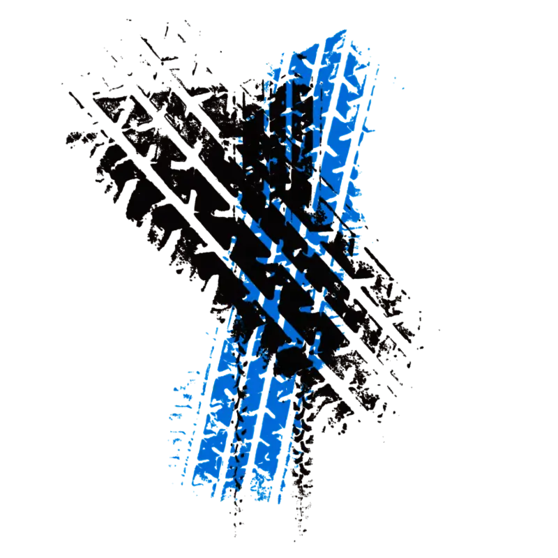 Blue and Black Tire Tracks