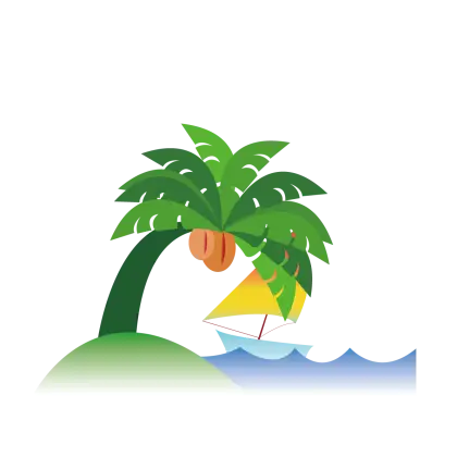 Tropical Palm Tree and Ocean Scene