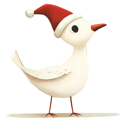 White Bird with Santa Hat for Christmas