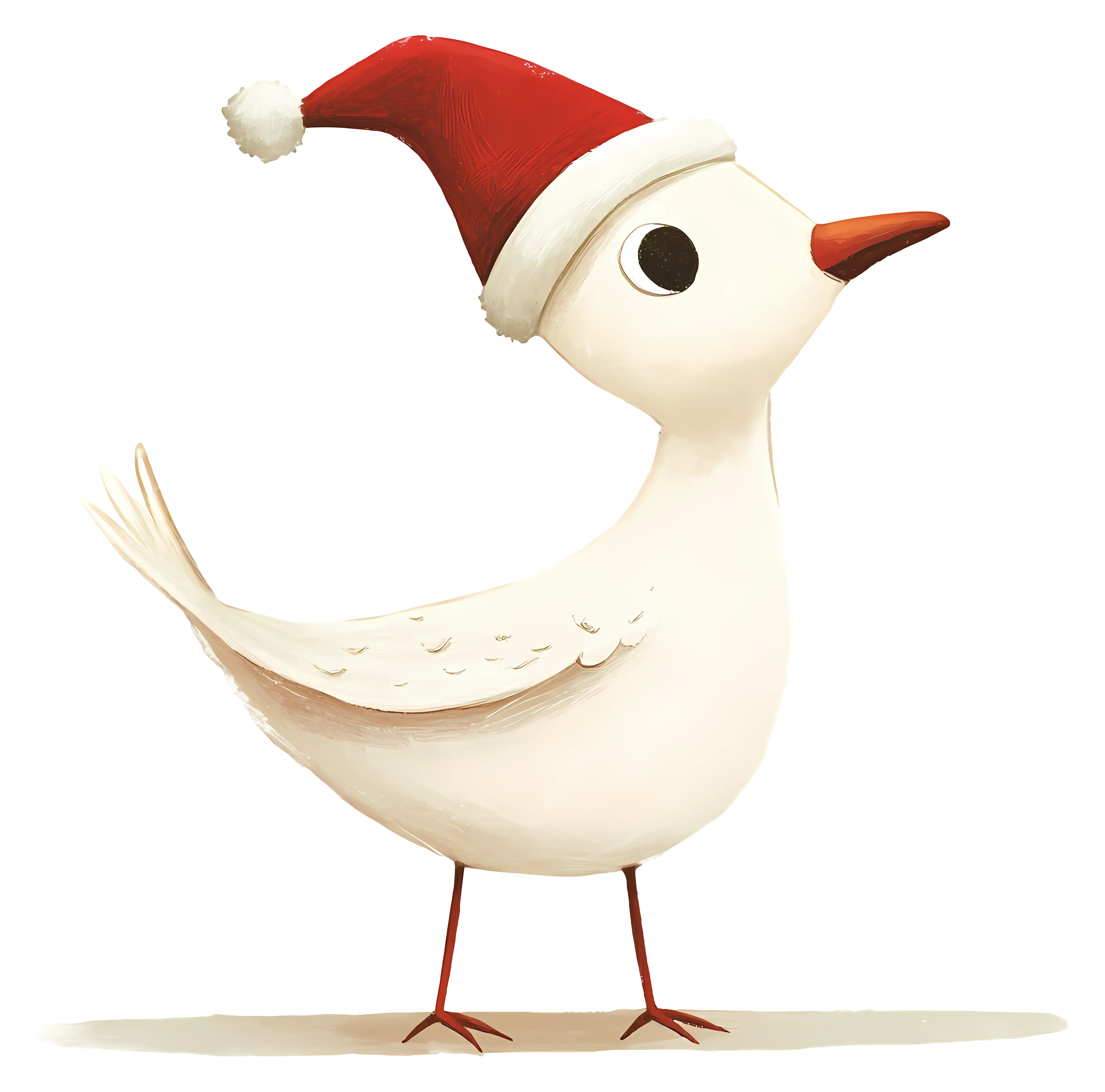 White Bird with Santa Hat for Christmas