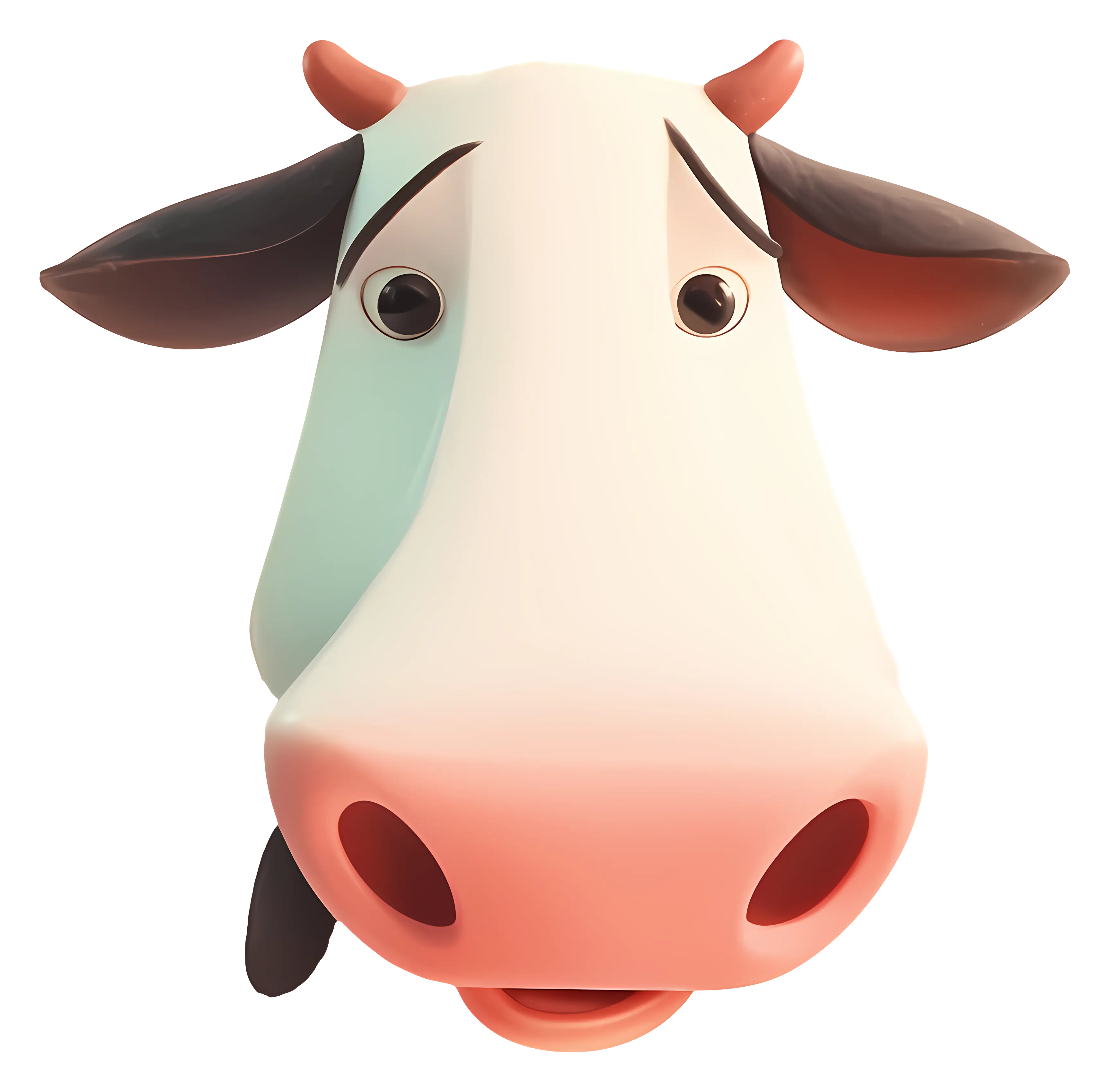 Cartoon Cow Face with Cute Expression